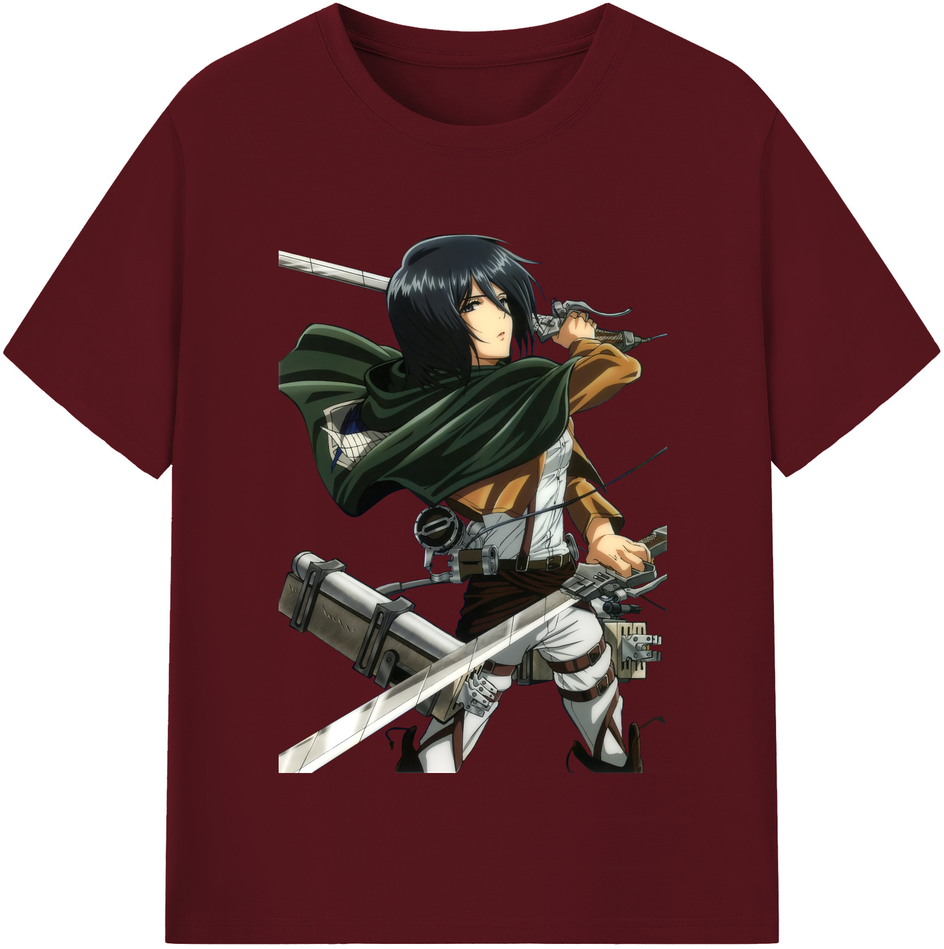 （画像用） 進撃の巨人 ミカサ·アッカーマン Attack on Titan Mikasa Ackerman 綿100％半袖Tシャツ（フロントプリント）